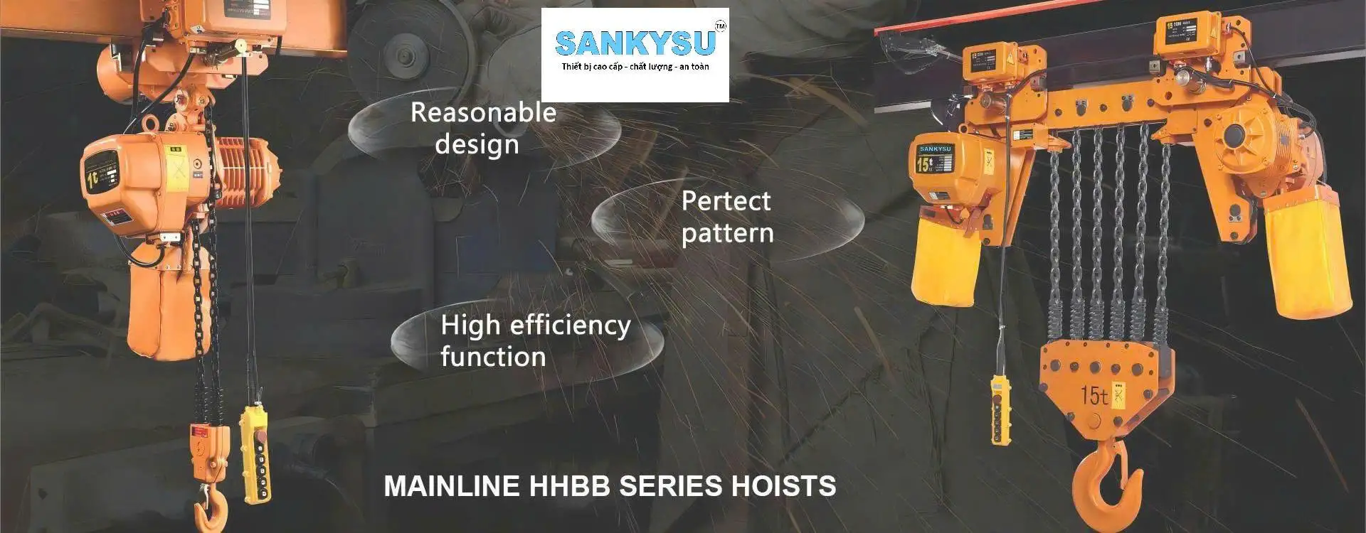 Pa lăng xích điện 1 tấn SANKYSU – Thiết bị nâng hạ Sankysu