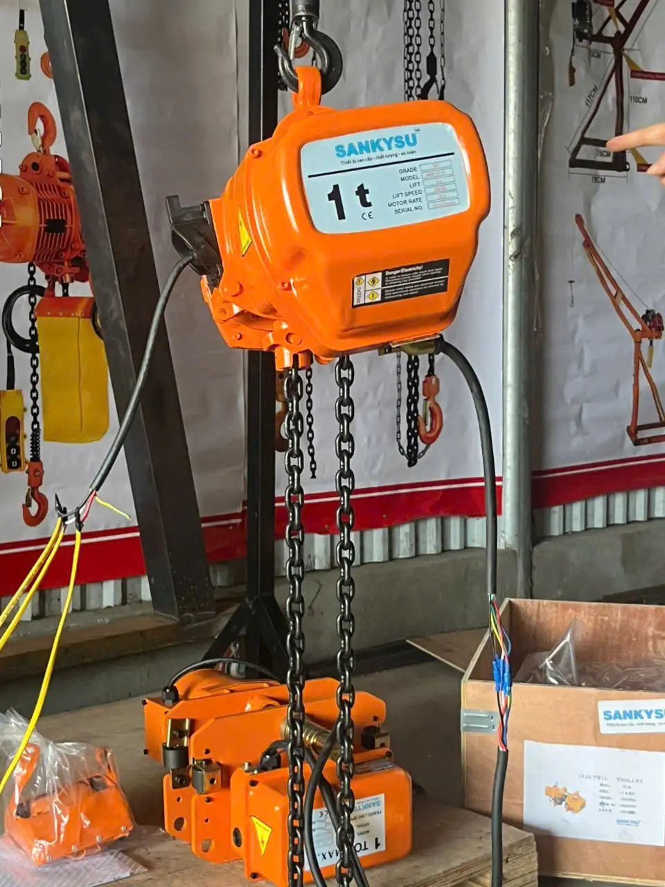 Pa lăng xích điện 1 tấn SANKYSU – Thiết bị nâng hạ Sankysu